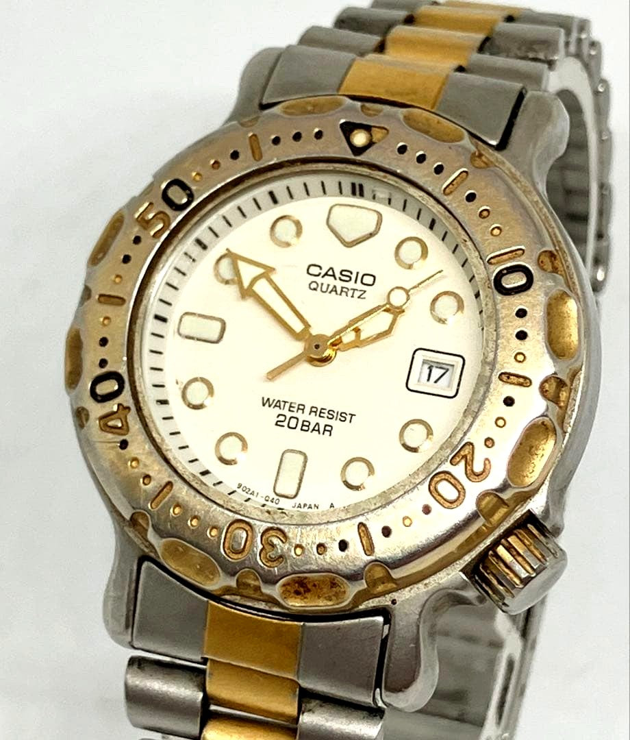 Casio LD-705 dive watch with new battery, showing clear dial and operational hands