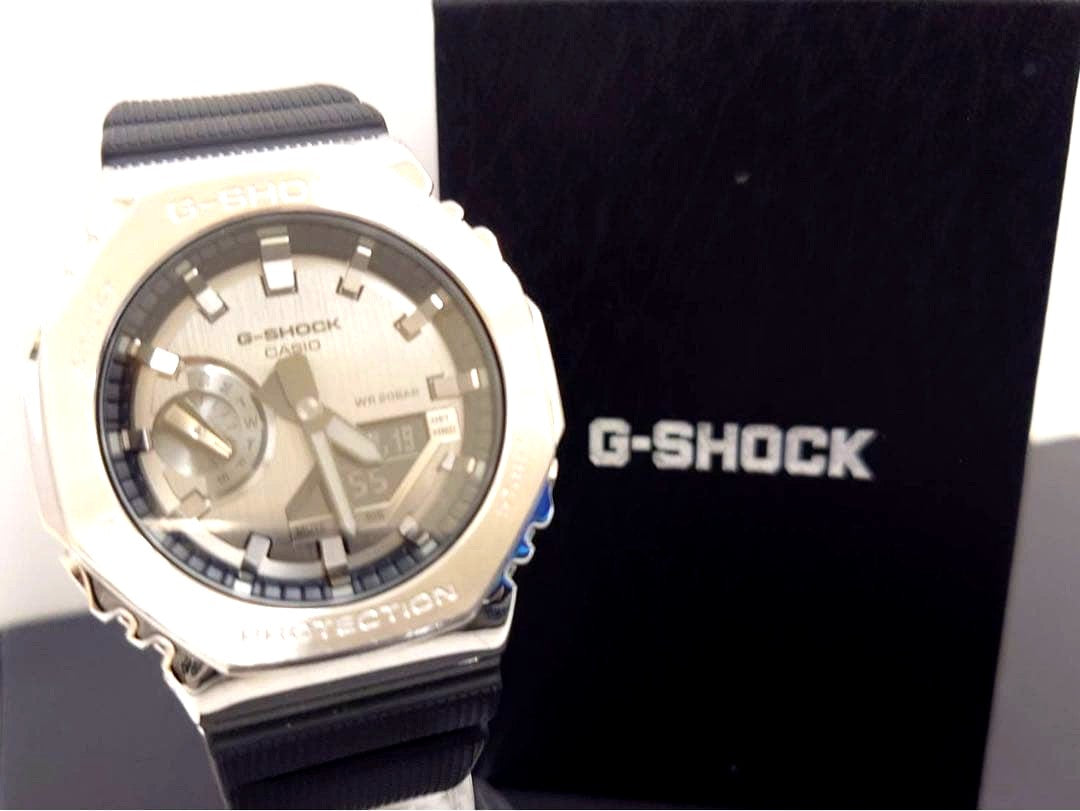 Casio G-Shock GM-2100 analog digital watch with protective bezel and original case
