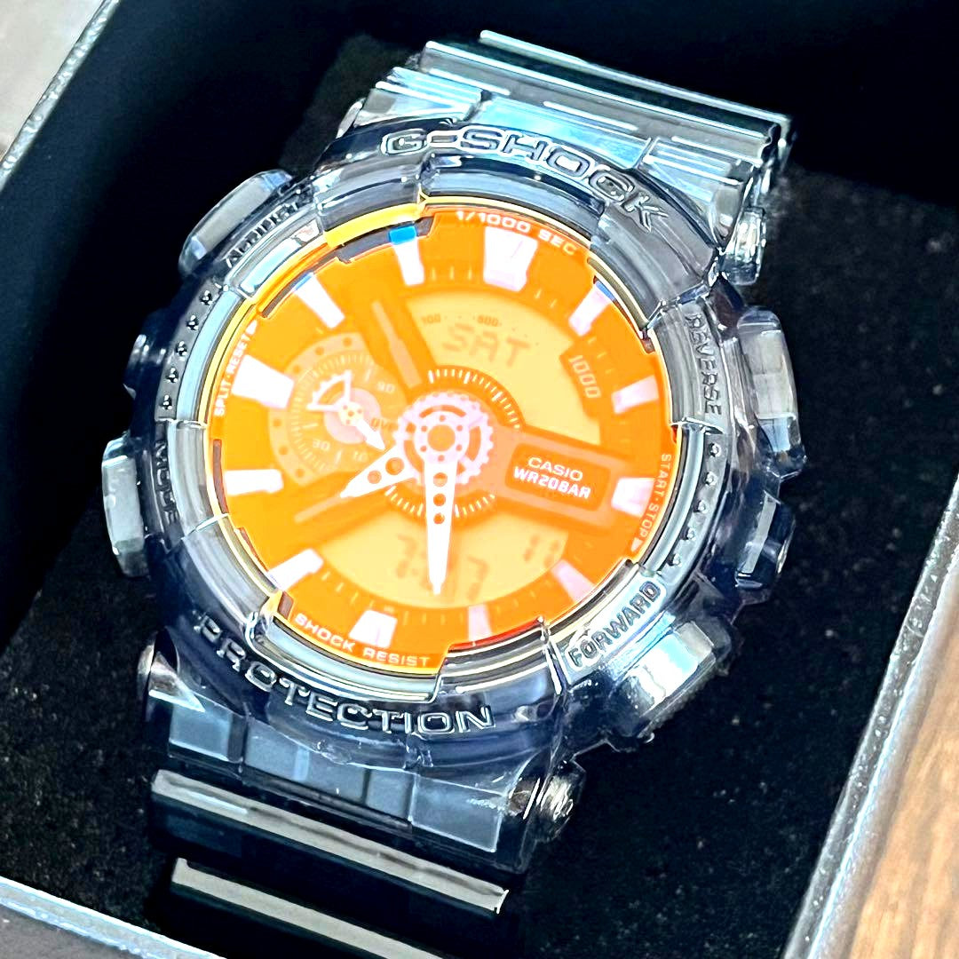 Casio G-Shock GA-110TLS-8AJF watch with resin case and gradient glass bezel for sunset beach effect