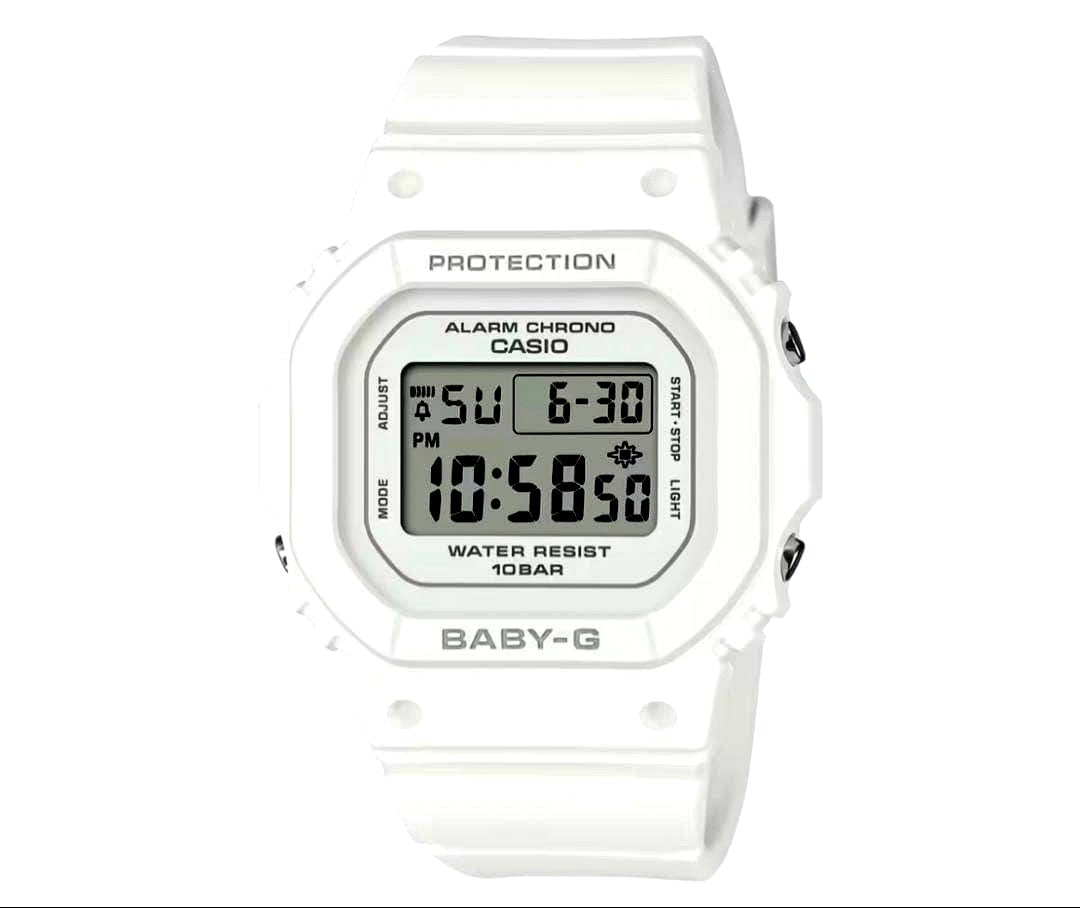 Casio Baby-G BGD-565U-7JF white wristwatch with digital display and rugged design