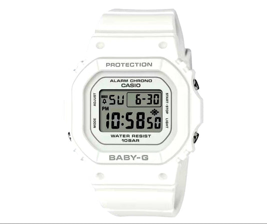 Casio Baby-G BGD-565U-7JF white wristwatch with digital display and rugged design