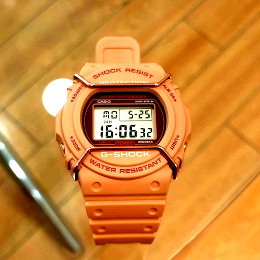 Casio G-Shock DW-5700PT Tone on tone series watch with black resin band and digital display