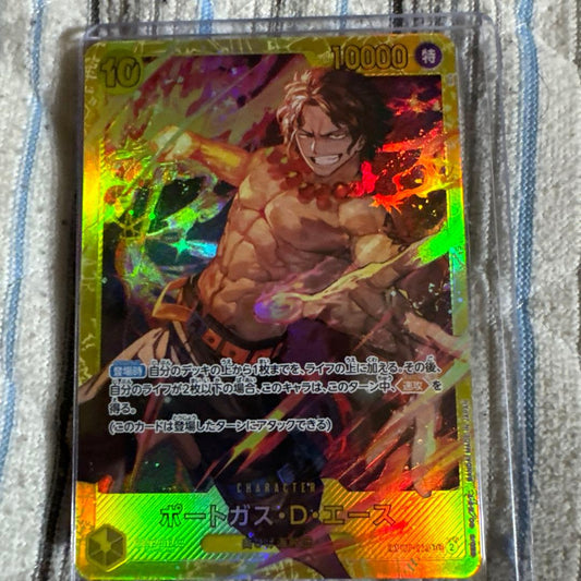 One Piece trading card set with Portgas D. Ace, Crocodile, and Trafalgar Law cards from Japan import