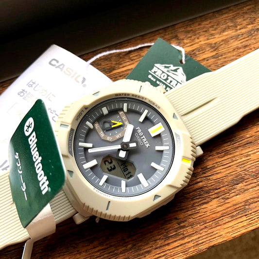 Casio Pro Trek PRO TREK ivory wristwatch with Bluetooth and water resistant features