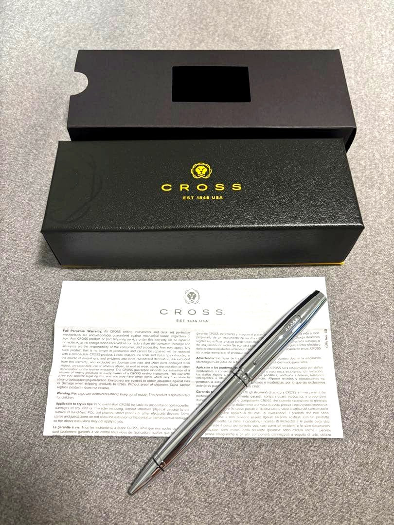 Unused CROSS silver ballpoint pen with dedicated case, Japan import