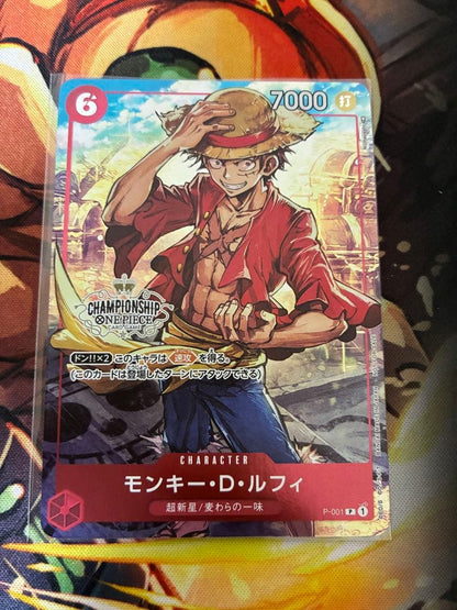 One Piece Monkey D. Luffy P-001 Championship Set 2022 character card showing 7000 power from Japan import