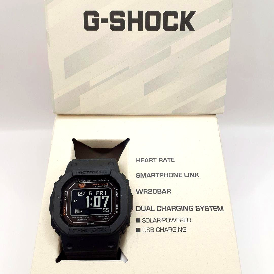 Casio G-Shock DW-H5600-1JR black digital watch with original box and charging cable