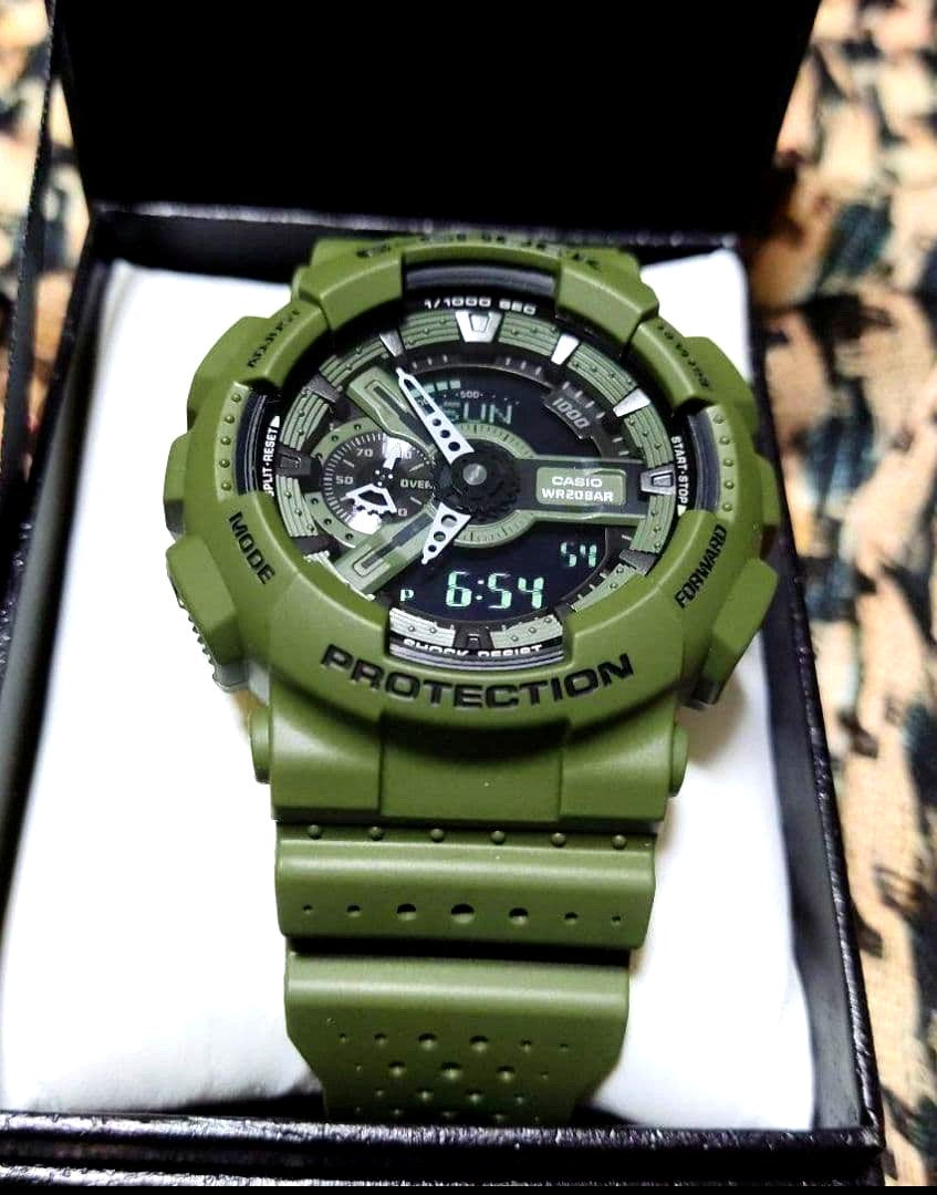 Casio G-Shock GA-110LP-3AJF military watch with green band and black dial, Japan import