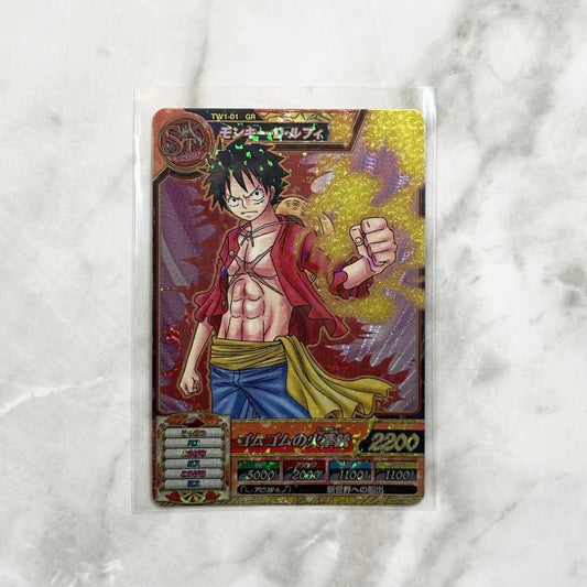 One Piece Treasure World Monkey D. Luffy TW1-01 GR trading card in hard waterproof case Japan import