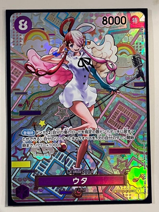 One Piece Uta SP parallel version premium card OP02-120 from Japan, packaged in bag and stored in loader