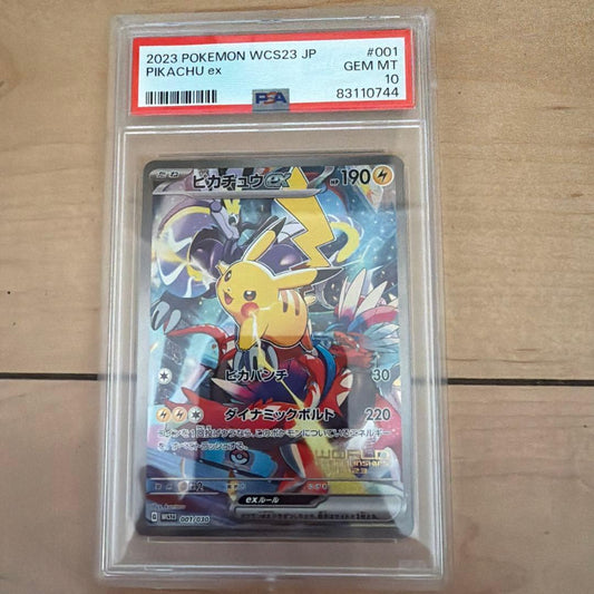 PSA10 graded Pokemon TCG Pikachu ex WCS23 Promo Card 001/030 from 2023 Yokohama Championship