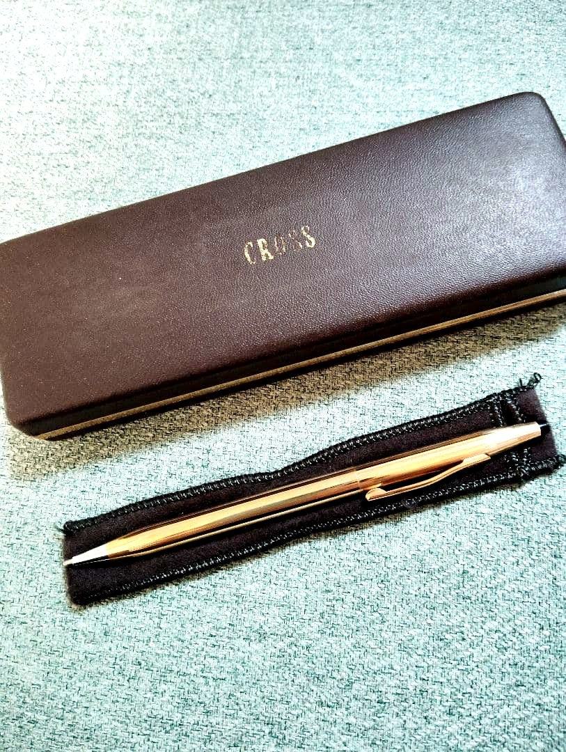 Cross 14 Carat Gold Metal Ballpoint Pen with Case — Japan Import