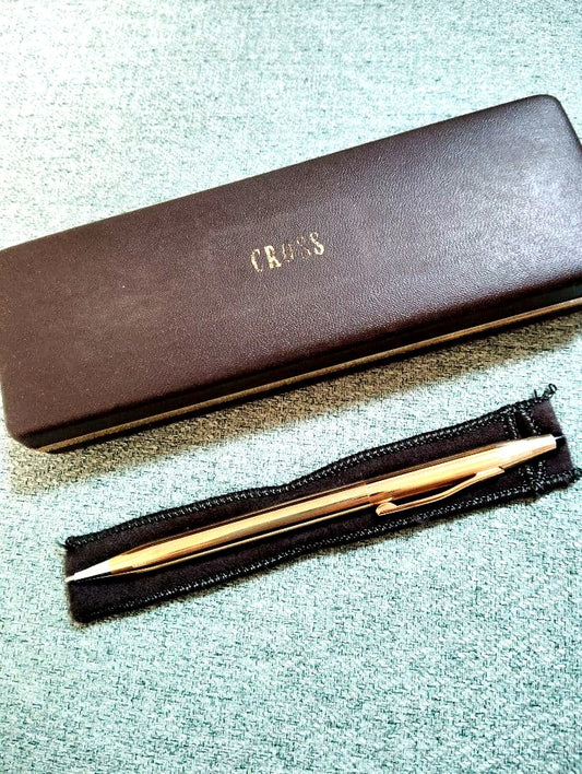 Cross 14K gold metal ballpoint pen with gold finish and included case, Japan import