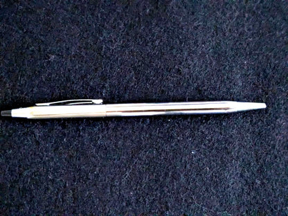 Cross Silver Ballpoint Pen Body with slim silhouette and glossy finish showing black fine-point ink