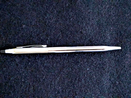 Cross Silver Ballpoint Pen Body with slim silhouette and glossy finish showing black fine-point ink