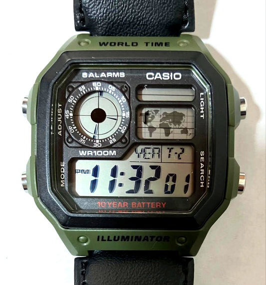 Casio AE-1200WH Quartz Watch Model 3299 used body only with visible back cover scratch Japan import