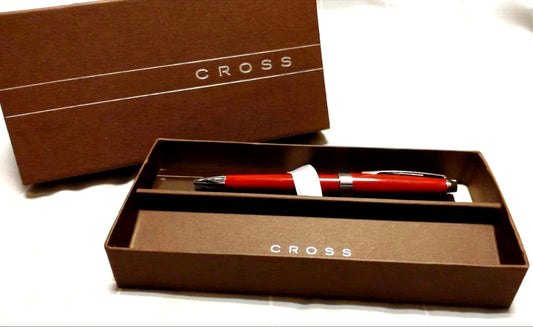 Cross ballpoint pen with included case showing slight wear and scratches due to storage