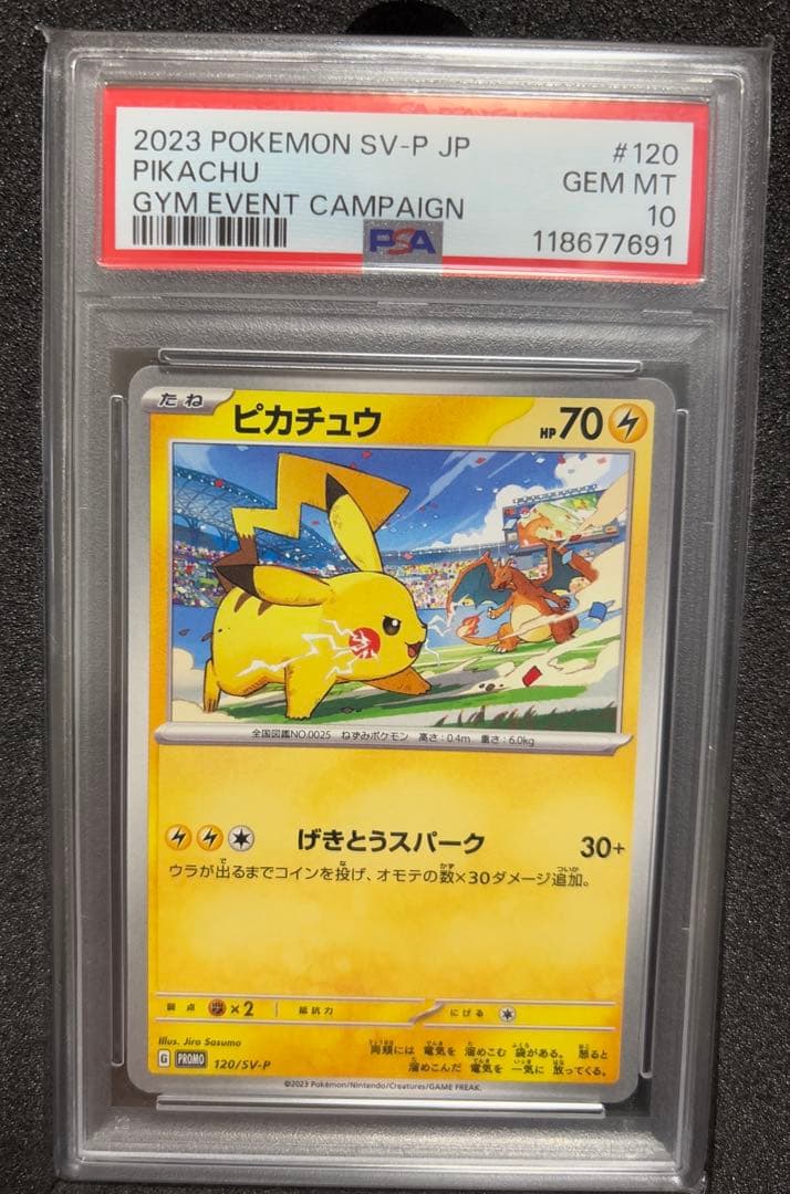 Sony Scarlet & Violet PSA10 Pikachu Promo SV-P trading card with Volt Tackle Spark, graded and in protective sleeve
