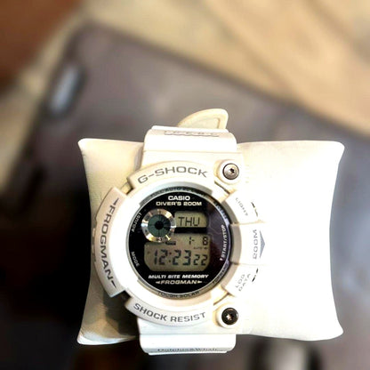 Casio G-Shock Frogman White GW205K wristwatch without box, showing white color and rugged design