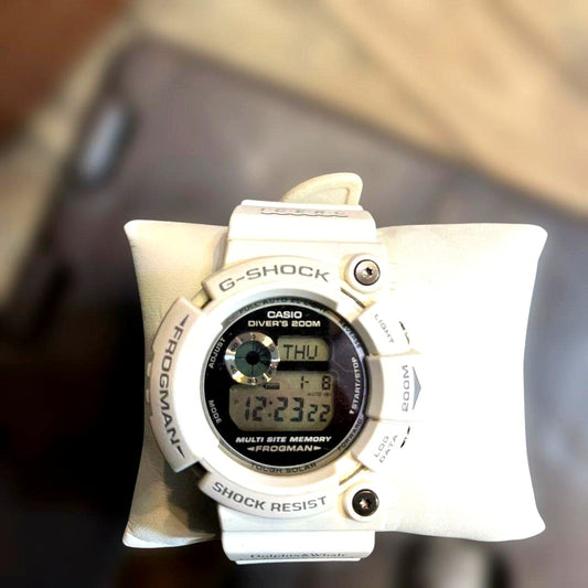 Casio G-Shock Frogman White GW205K wristwatch without box, showing white color and rugged design