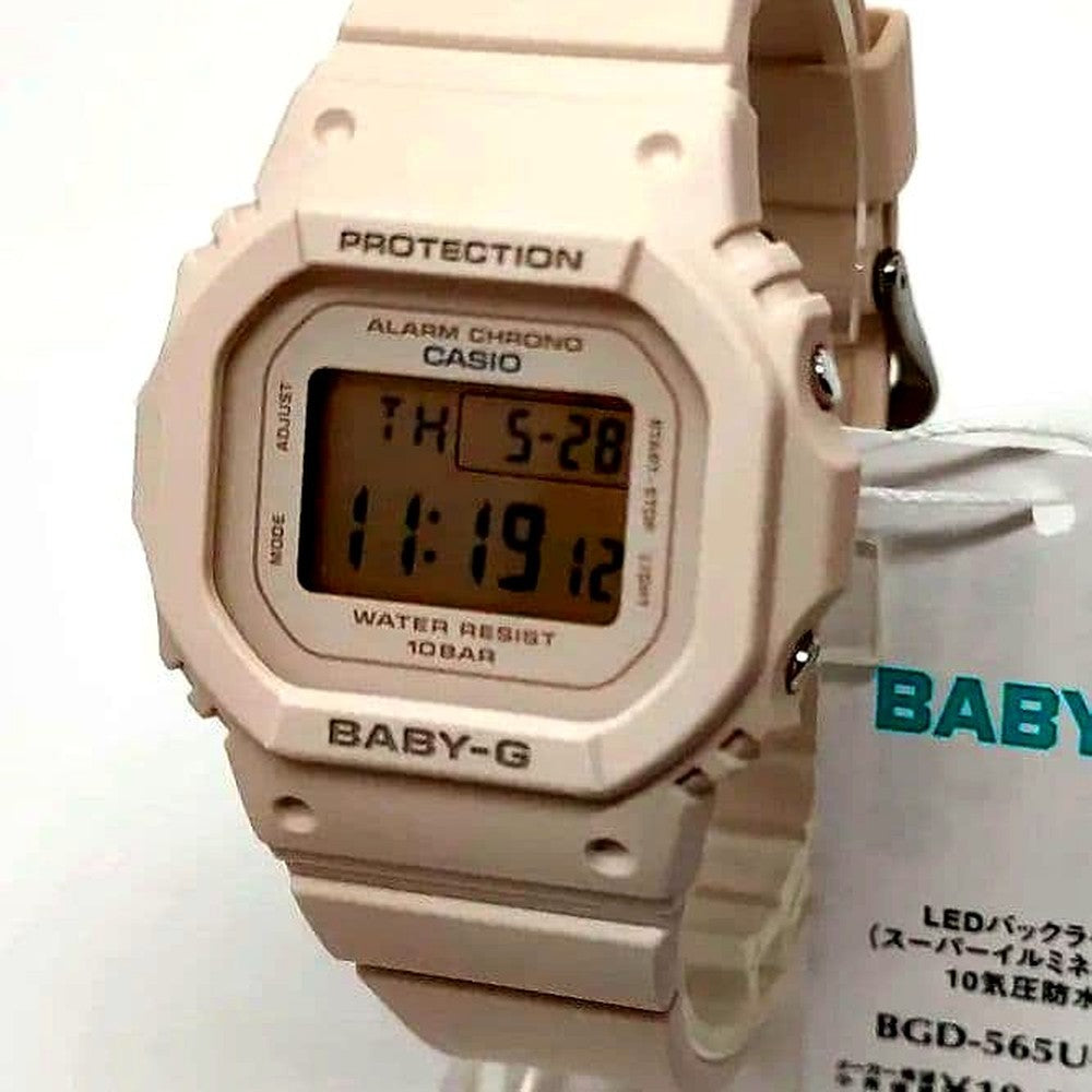 Casio Baby-G BGD-565U-4JF beige digital watch with LED backlight and 10 ATM water resistance