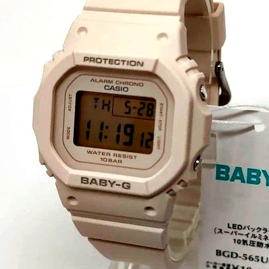 Casio Baby-G BGD-565U-4JF beige digital watch with LED backlight and 10 ATM water resistance