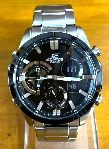 Casio Edifice Era-500DB-1AJF men's watch with black dial and silver stainless steel band