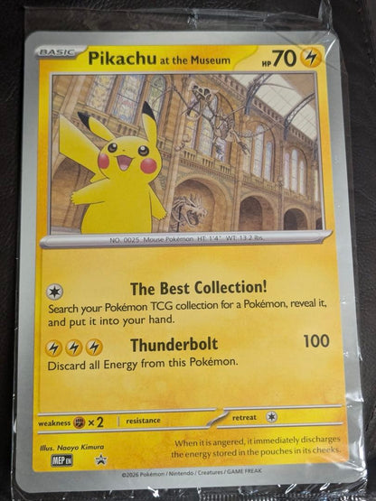 Pokemon London Promo single card featuring Pikachu from the Museum collaboration in original protective cover