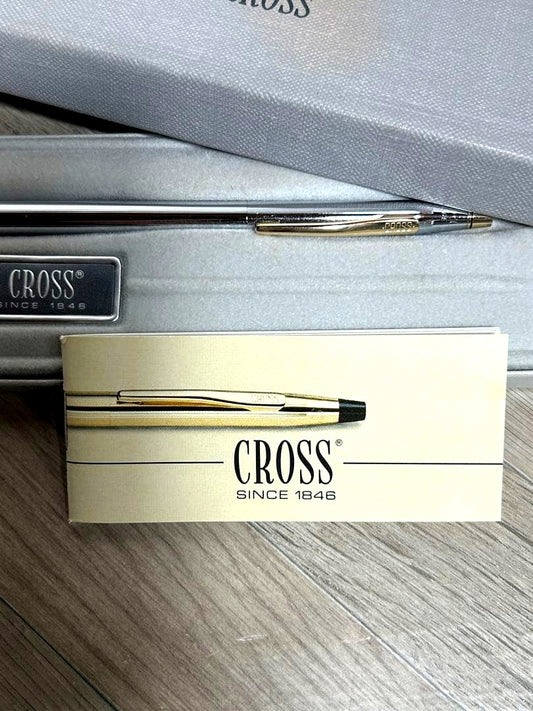 Cross Classic Century Medalist ballpoint pen MI-253 silver with gold accents and included case