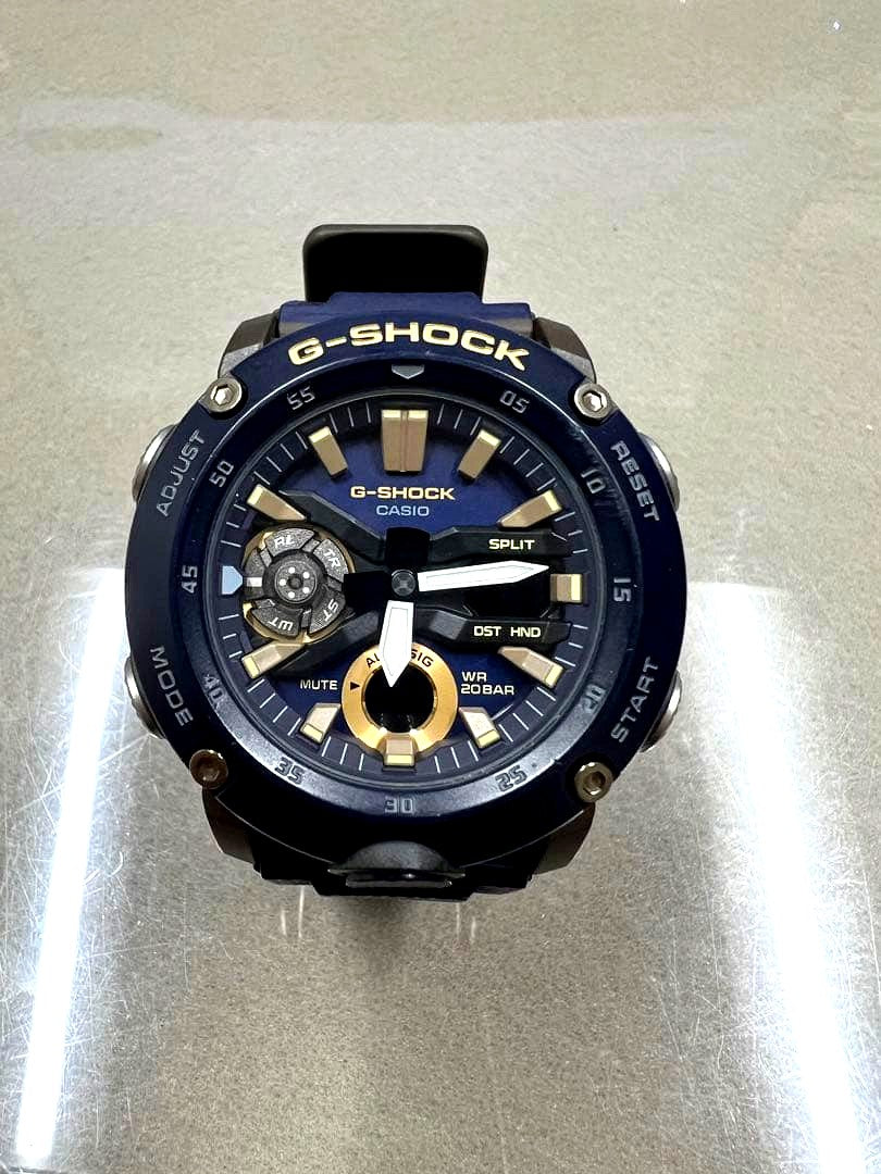 Casio G-Shock GA-2000-2AJF blue wristwatch with analog-digital display and blue resin band
