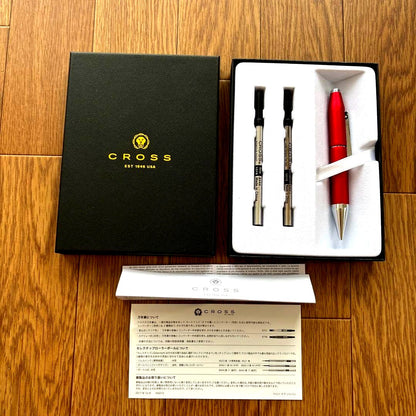 Cross Red Select Tip Hybrid 3-Way Rollerball Pen with two refills and manual Japan import
