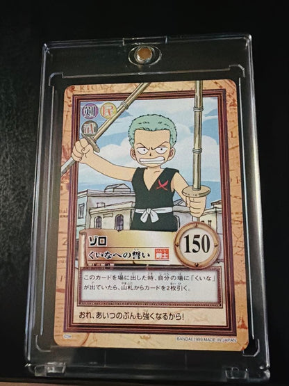 Bandai One Piece Carddass Hyper Battle trading card featuring Zoro Kuina's Vow Limited Edition 1999 Japan import