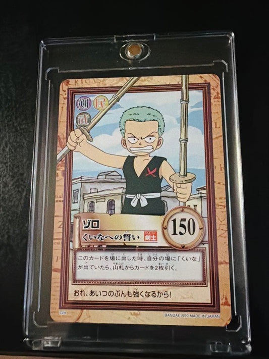 Bandai One Piece Carddass Hyper Battle trading card featuring Zoro Kuina's Vow Limited Edition 1999 Japan import