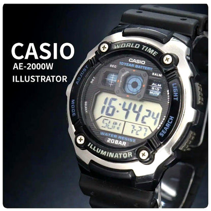 Casio AE-2000W Digital Watch with World Time and Stopwatch — Japan Import