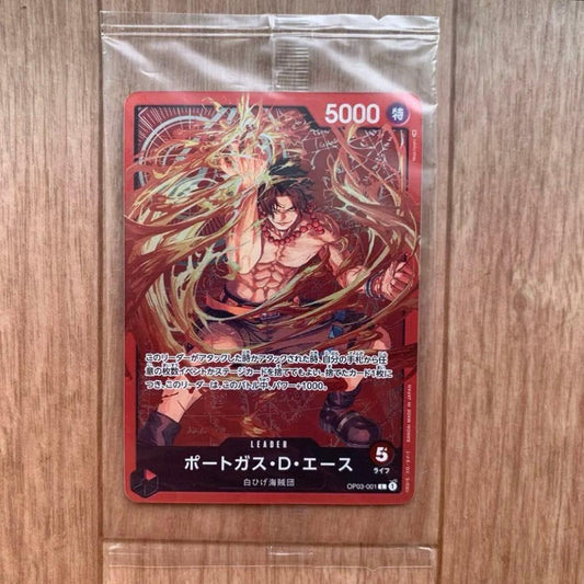 White Beard Pirates One Piece Portgas D. Ace OP03-001 leader card with 5000 power, unopened and unused