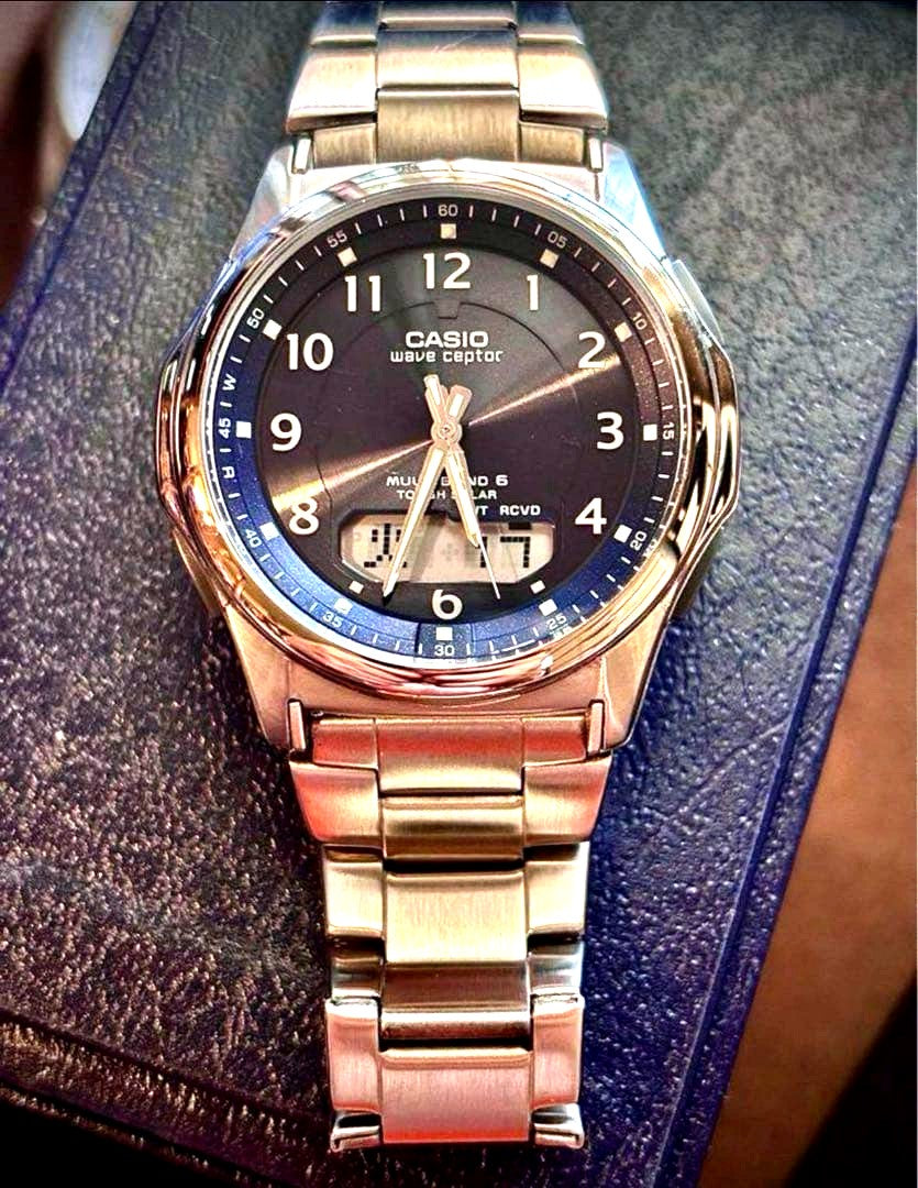 Casio Wave Ceptor Men’s Watch with Blue Dial and Multi Band 6, Tough Solar, 5ATM Water Resistance — Japan Import
