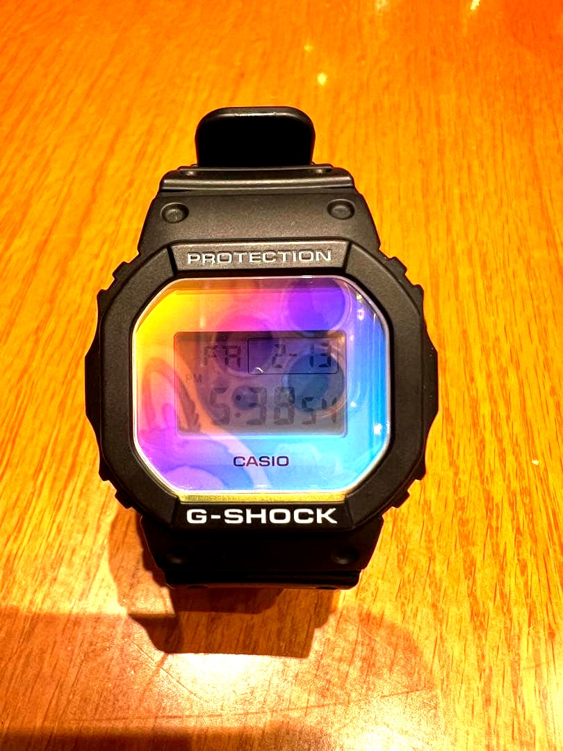 G-Shock DW-5600SR-1JF watch with rainbow dial, shock resistant, waterproof, EL backlight Japan import