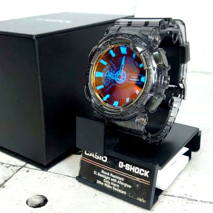 Casio G-Shock GA-110TLS-8AJF watch with orange and clear gray skeleton gradient bezel