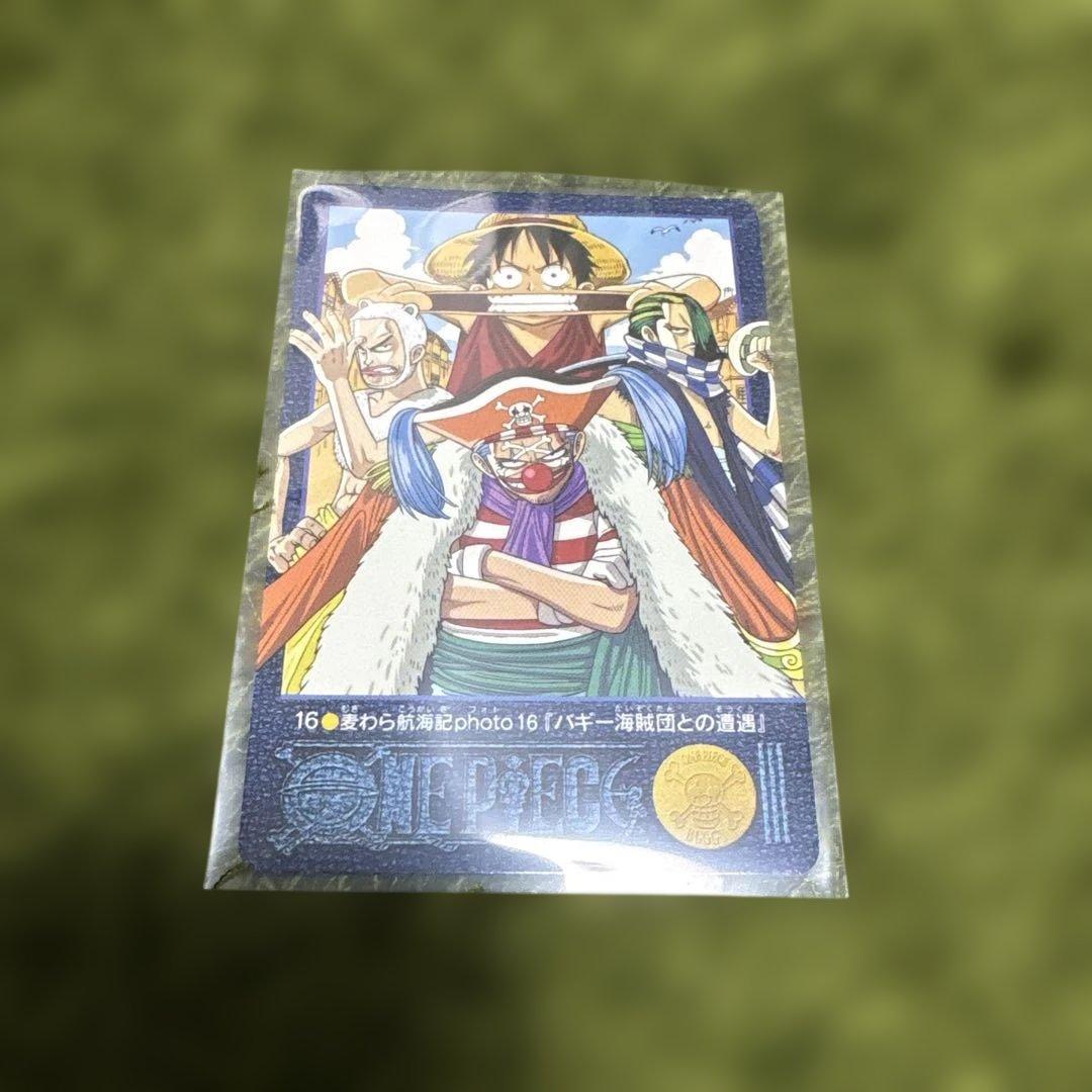 Bandai One Piece Visual Adventure Card 16 showing Buggy Pirate Crew from 2000 Japan Import series