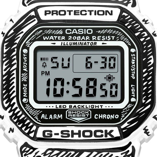 Casio G-Shock DW-5600JV-7JR Joshua Vides white watch front view new condition