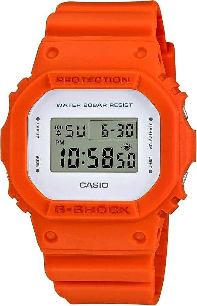 Casio G-Shock DW-5600M-4JF Limited Edition digital watch in orange with black strap and box