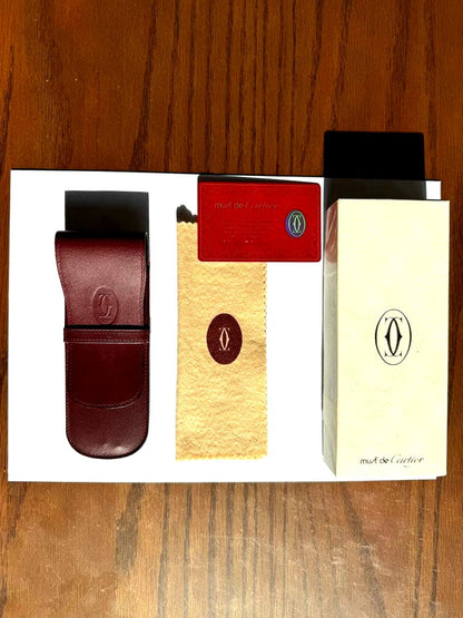 Mut de Cartier Wine Red Leather Case with Cleaning Cloth and Cards