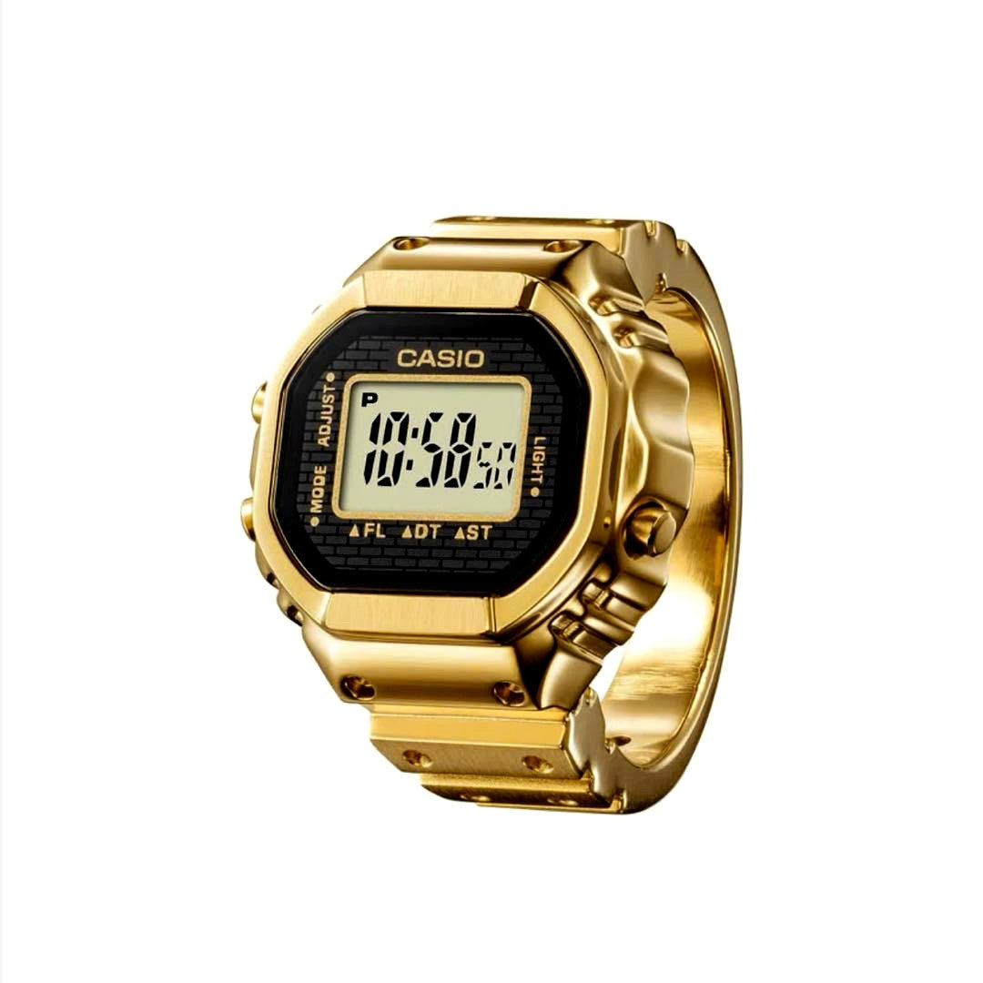 Casio Ring Watch Gold CRW-001G-9JR with stainless steel band and digital quartz display