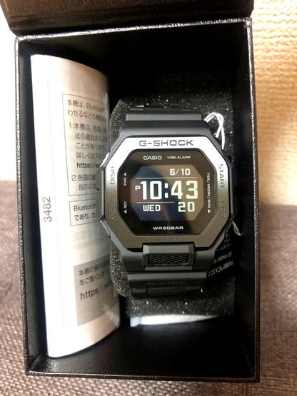 Casio G-Shock GBX-100NS-1JF black digital watch with 20 ATM water resistance and vibe alarm