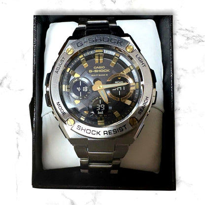 Casio G-Shock GST-W110D-1A9JF silver solar-powered shock-resistant wristwatch with metal band