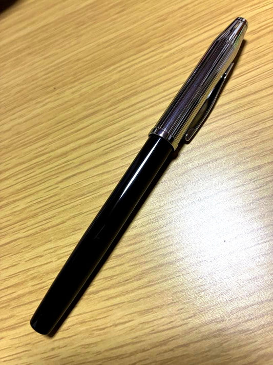 Cross Century II black lacquer fountain pen with silver cap and fine silver nib, Japan import