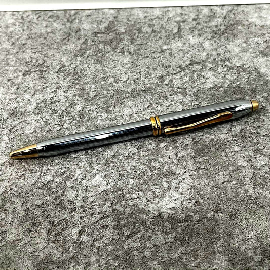 Cross Twist Ballpoint Pen Townsent in vintage silver with fine scratches shown on a plain background