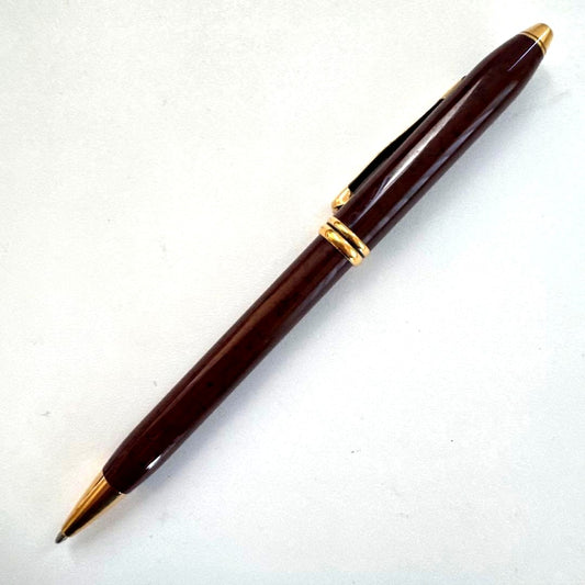 Cross Townsend vintage ballpoint pen with brown marble finish, Japan import, shown in used condition