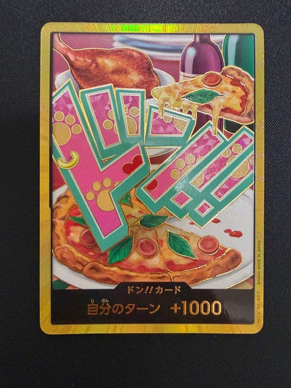 One Piece Don card Jewelry Bonnie gold frame pizza design in sleeve PRB02 super parallel version