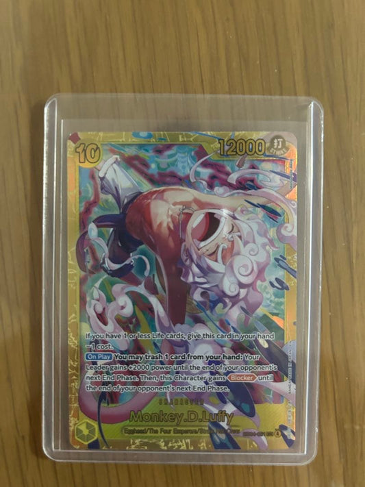 One Piece Monkey D. Luffy Egg Head OP-15 Secret English trading card in protective sleeve